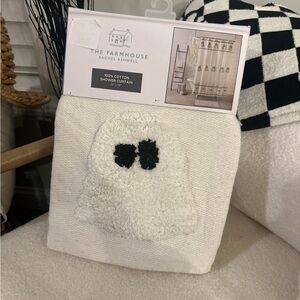 Ghost shower curtain The Farmhouse Rachel Aswell Tiktok Viral Halloween